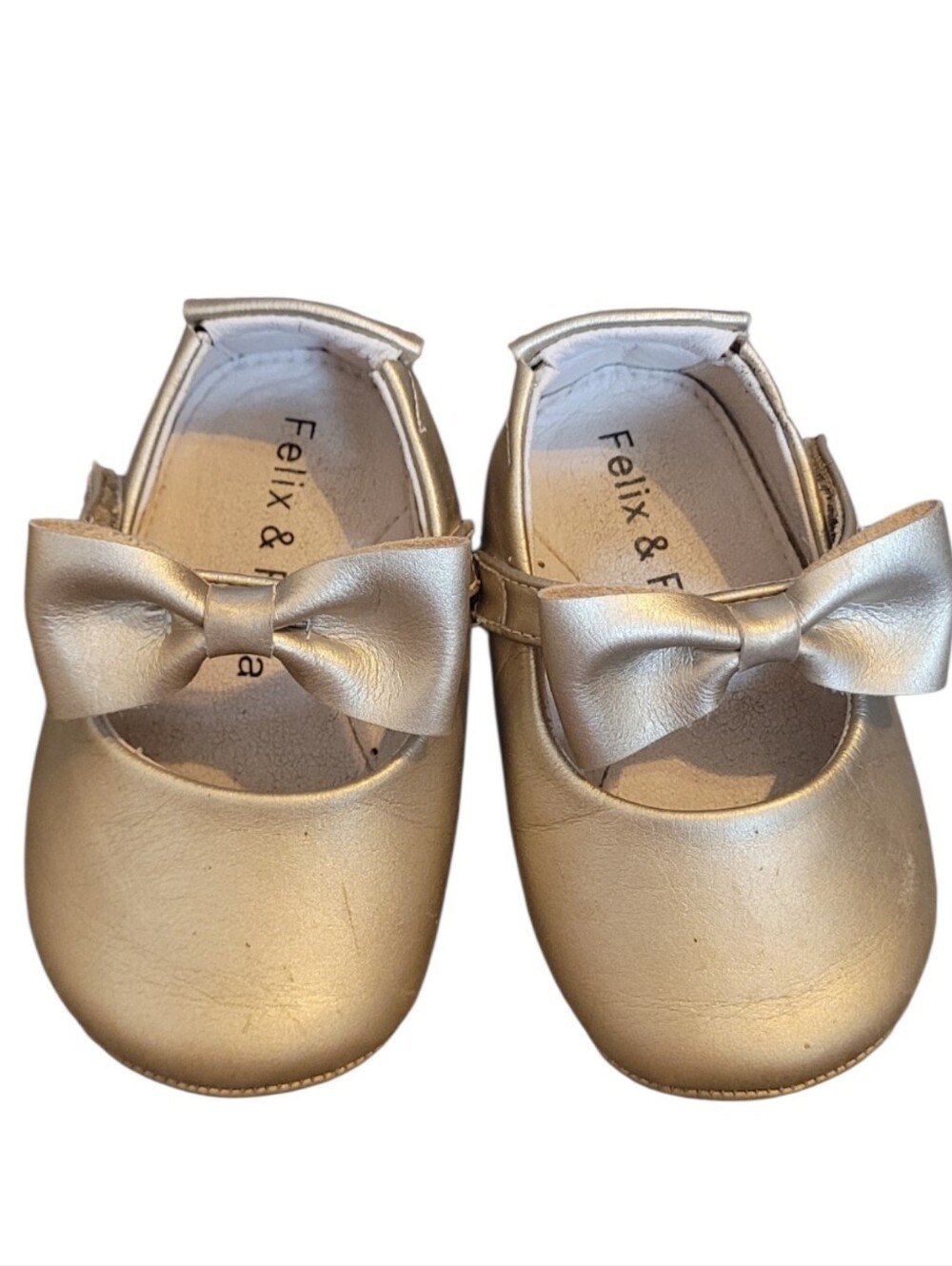 Felix & Flora Gold Bow Mary Jane Kids Shoes Size 135/US 6T